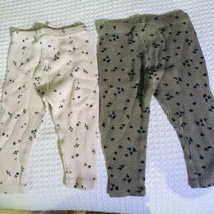 Zara Kids Beige and Olive Patterned Leggings